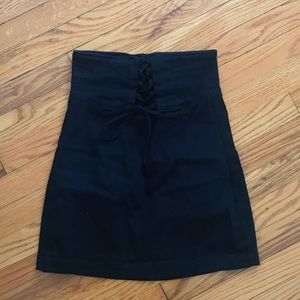 High-Waist Black Denim Skirt